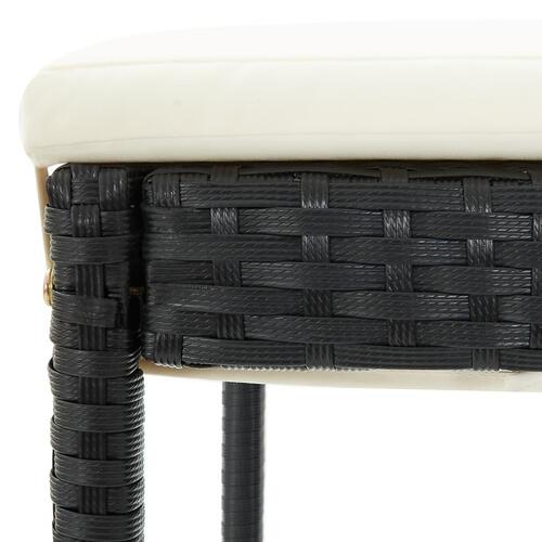 Barstole til haven med hynder 2 stk. polyrattan sort