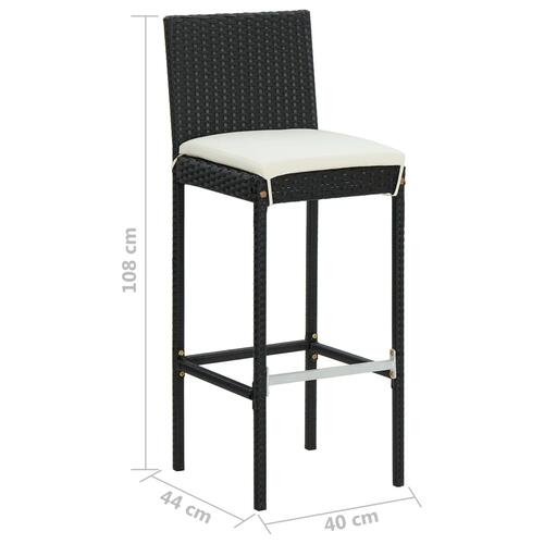 Barstole til haven med hynder 2 stk. polyrattan sort