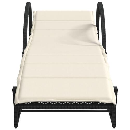 Liggestole 2 stk. med hynder polyrattan sort