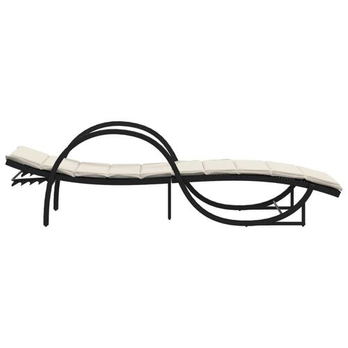 Liggestole 2 stk. med hynder polyrattan sort
