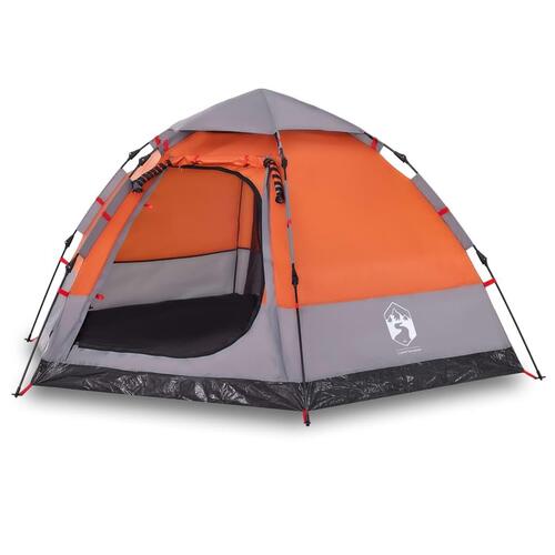 4-personers campingtelt quick-release grå og orange