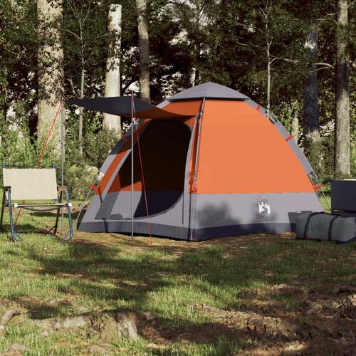 4-personers campingtelt quick-release grå og orange