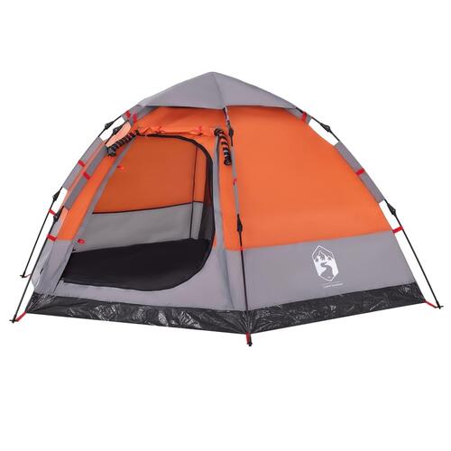 4-personers campingtelt quick-release grå og orange