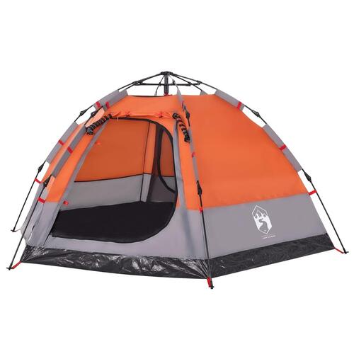 4-personers campingtelt quick-release grå og orange