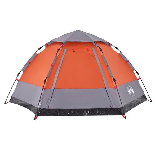 4-personers campingtelt quick-release grå og orange