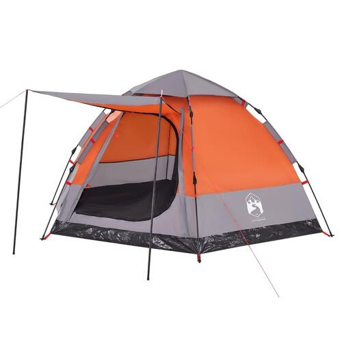 4-personers campingtelt quick-release grå og orange