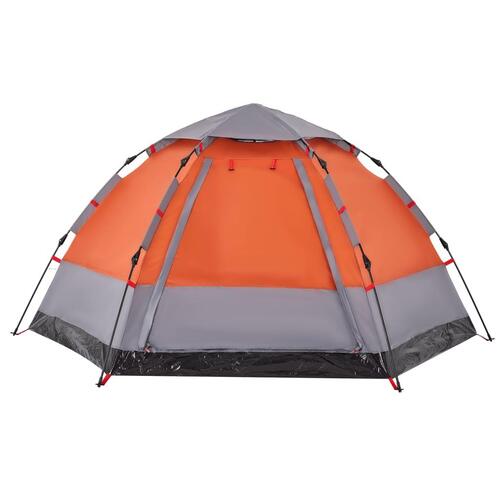 4-personers campingtelt quick-release grå og orange