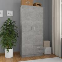 Klædeskab 80 x 52 x 180 cm spånplade betongrå