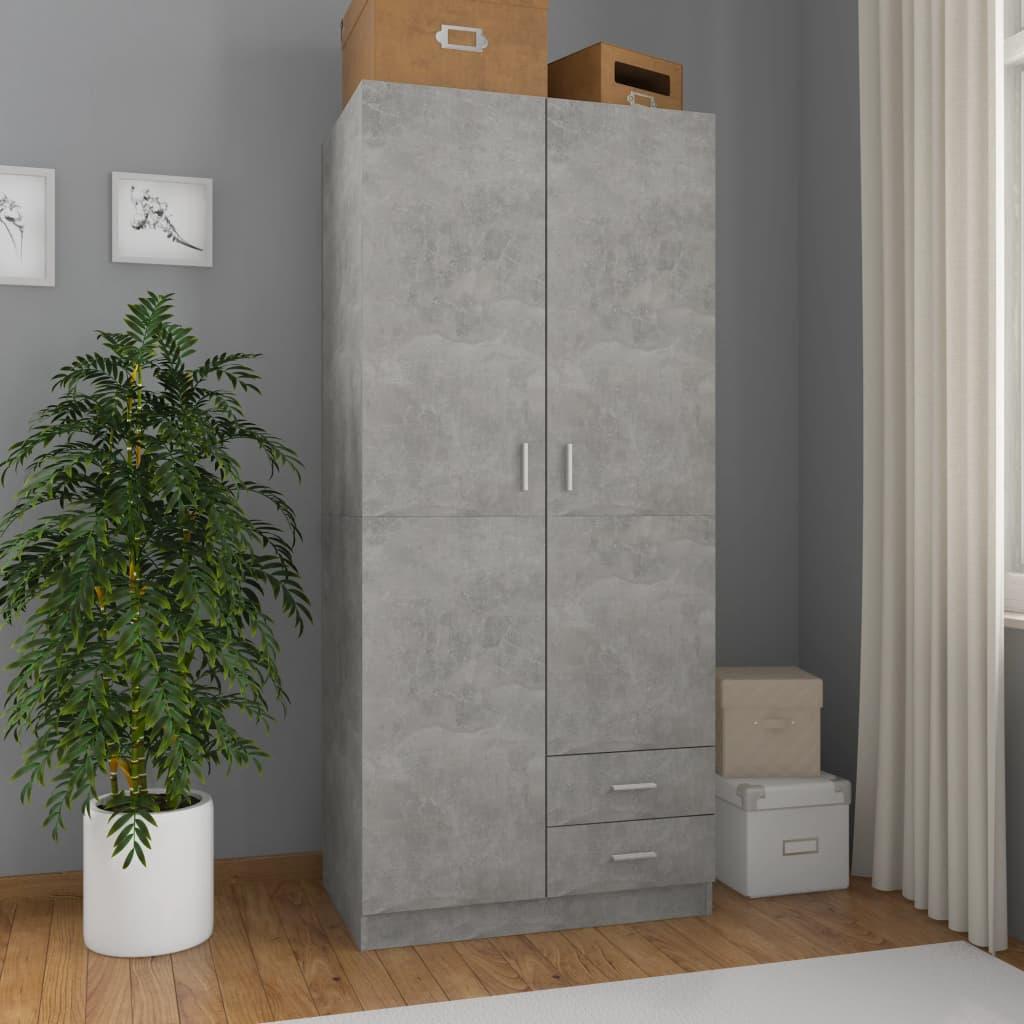 Klædeskab 80 x 52 x 180 cm spånplade betongrå