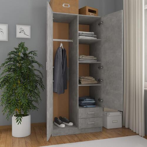 Klædeskab 80 x 52 x 180 cm spånplade betongrå