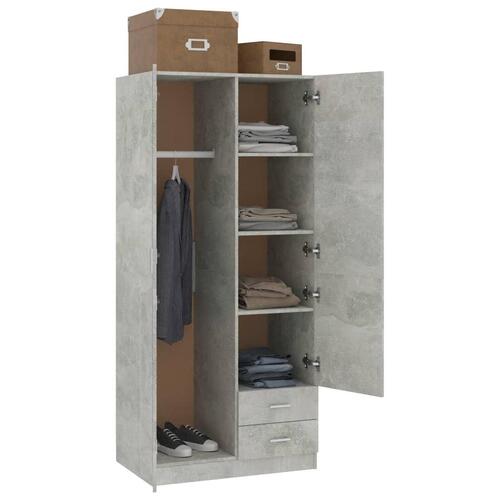 Klædeskab 80 x 52 x 180 cm spånplade betongrå