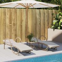 Liggestole 2 stk. med hynder polyrattan beige