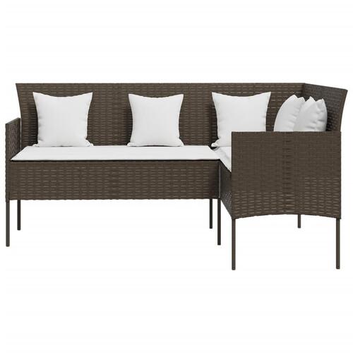 Sofasæt med hynder 5 dele L-facon polyrattan brun