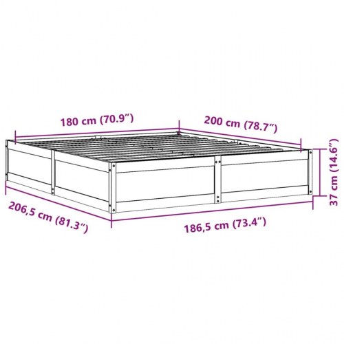 Sengeramme uden madras 180x200 cm massivt fyrretræ