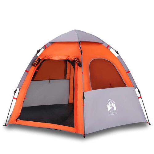 4-personers campingtelt quick-release grå og orange