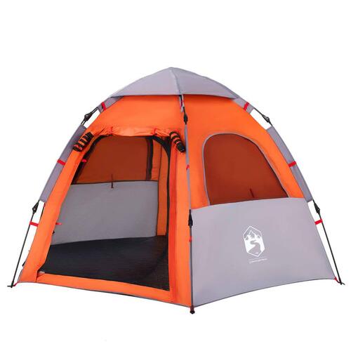 4-personers campingtelt quick-release grå og orange