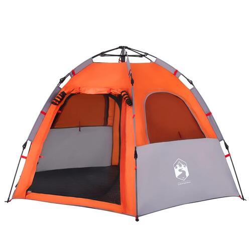 4-personers campingtelt quick-release grå og orange