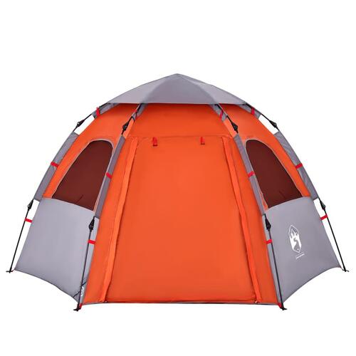 4-personers campingtelt quick-release grå og orange