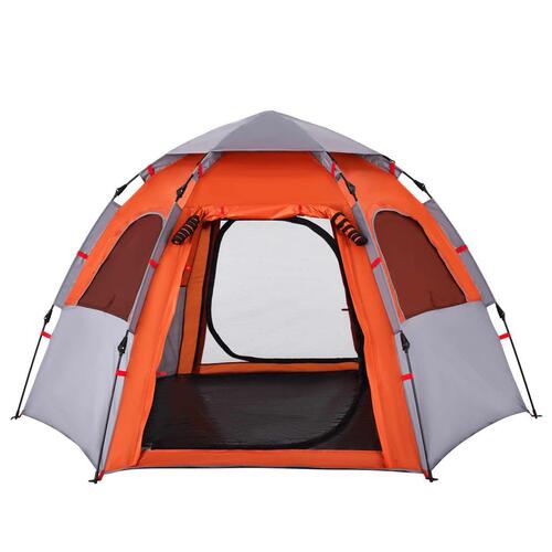 4-personers campingtelt quick-release grå og orange