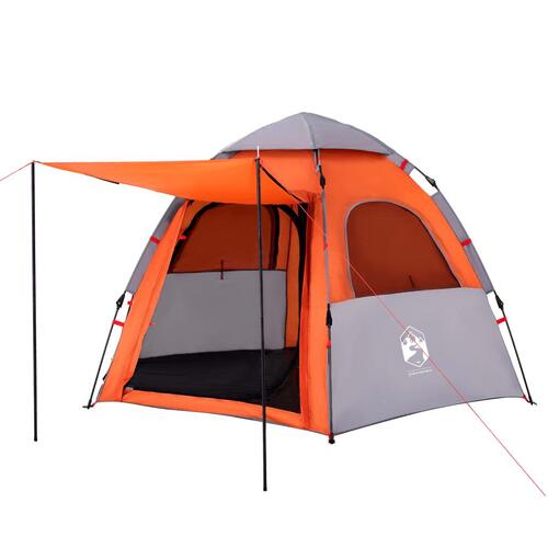 4-personers campingtelt quick-release grå og orange