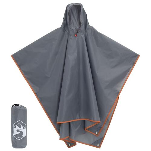 Regnponcho med hætte 223x145 cm 2-i-1 design grå og orange