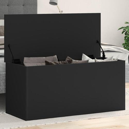 Opbevaringsboks 100x42x46 cm konstrueret træ sort