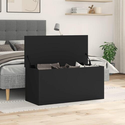 Opbevaringsboks 100x42x46 cm konstrueret træ sort