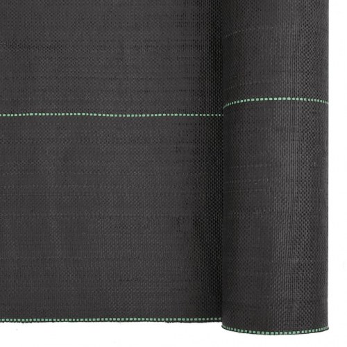 Ukrudtsdug 2 × 10 m - sort PP, 150 g/m² med grønne striber