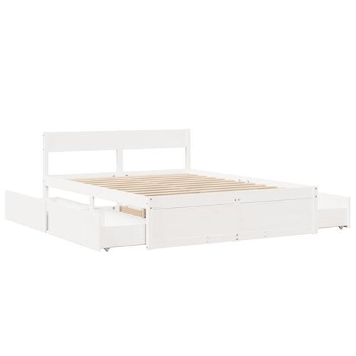 Sengeramme uden madras 150x200 cm massivt fyrretræ hvid