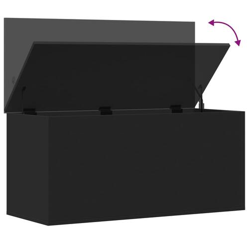 Opbevaringsboks 100x42x46 cm konstrueret træ sort