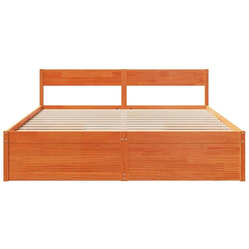 Sengeramme med skuffer 200x200 cm massivt fyrretræ gyldenbrun