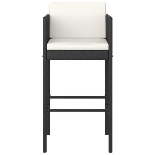 Barstole 2 stk. med hynder polyrattan sort