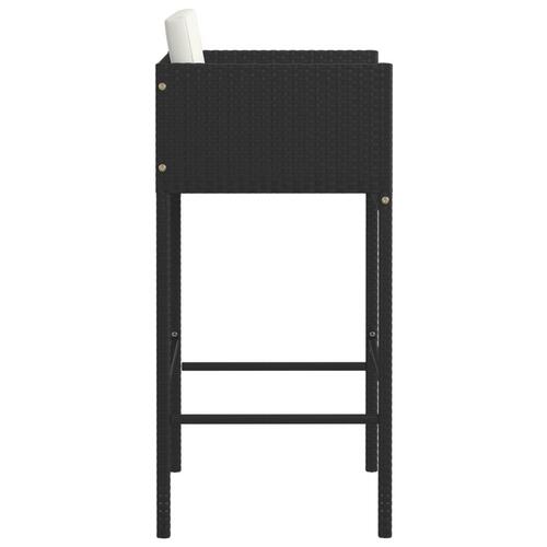 Barstole 2 stk. med hynder polyrattan sort