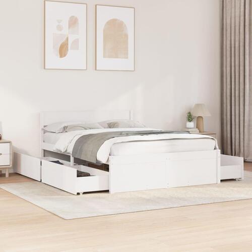 Sengeramme uden madras 120x200 cm massivt fyrretræ hvid