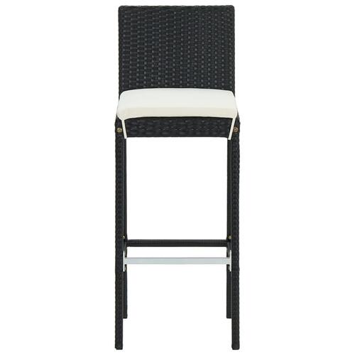 Barstole til haven med hynder 4 stk. polyrattan sort