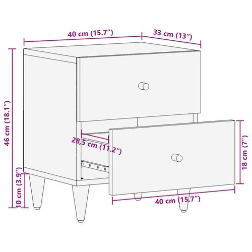 Sengeborde 2 stk. 40x33x46 cm massivt mangotræ