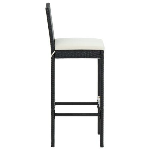 Barstole til haven med hynder 4 stk. polyrattan sort