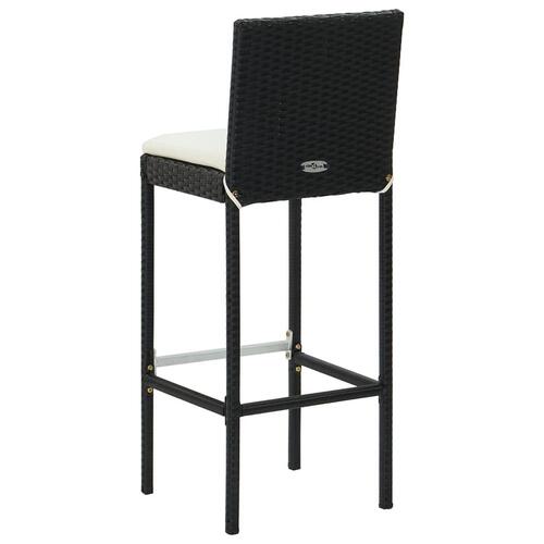 Barstole til haven med hynder 4 stk. polyrattan sort