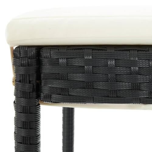 Barstole til haven med hynder 4 stk. polyrattan sort
