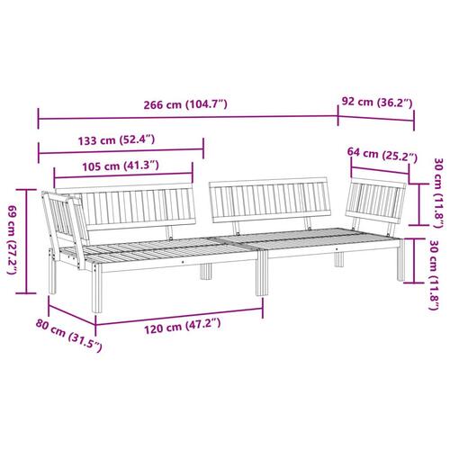 Hjørnemoduler 2 stk. til pallesofa massivt akacietræ