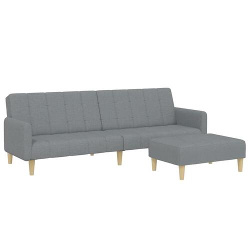 2-personers sovesofa med fodskammel stof lysegrå