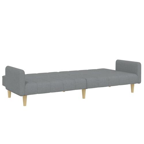 2-personers sovesofa med fodskammel stof lysegrå
