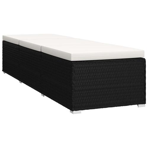 Liggestol med hynde og tebord polyrattan sort