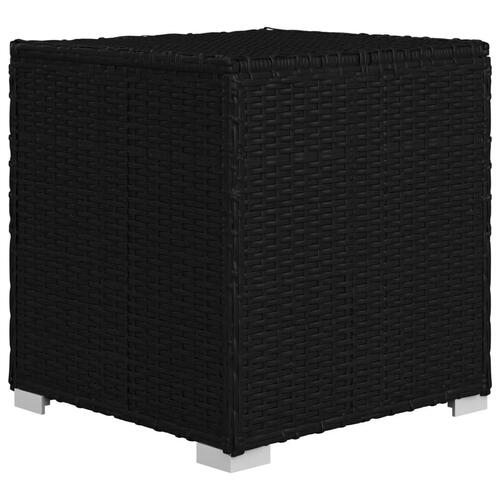 Liggestol med hynde og tebord polyrattan sort
