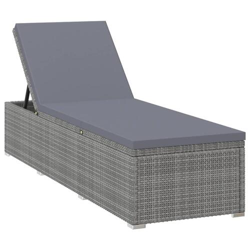 Liggestol med hynde og tebord polyrattan grå