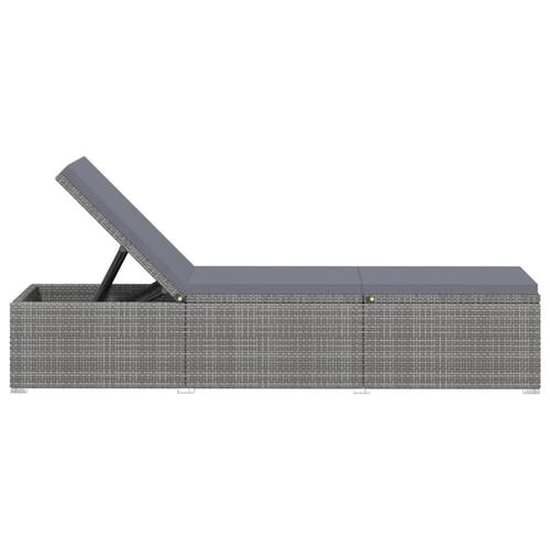 Liggestol med hynde og tebord polyrattan grå