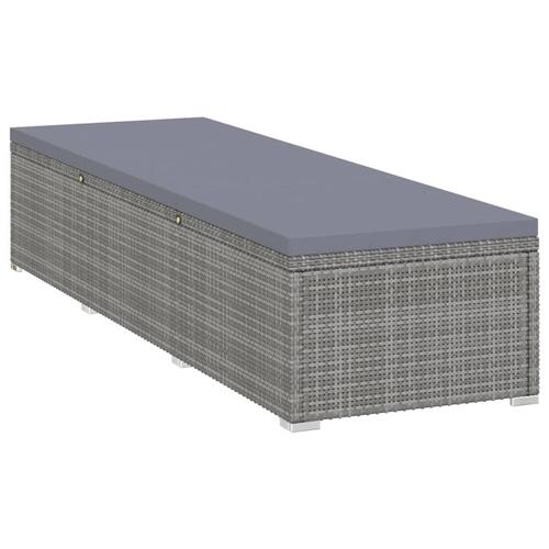 Liggestol med hynde og tebord polyrattan grå