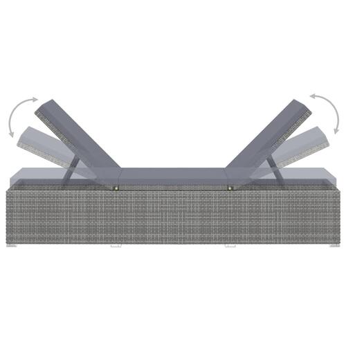 Liggestol med hynde og tebord polyrattan grå