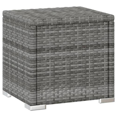 Liggestol med hynde og tebord polyrattan grå