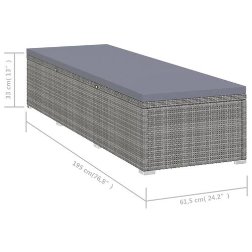 Liggestol med hynde og tebord polyrattan grå